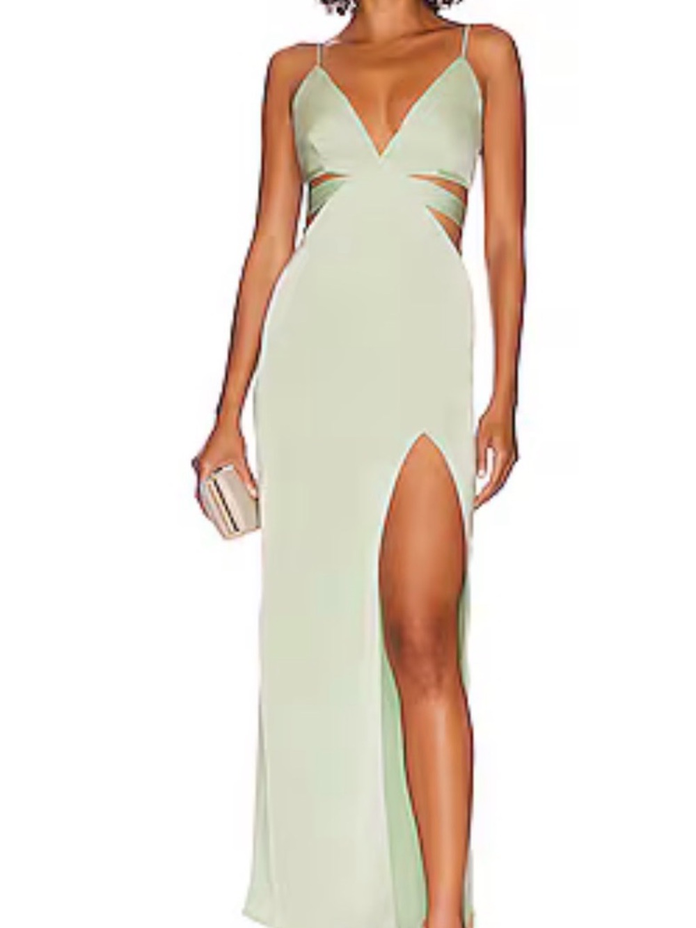 superdown Stacie maxi dress Sage Spaghetti Strap Cutout High-Slit Maxi Dress